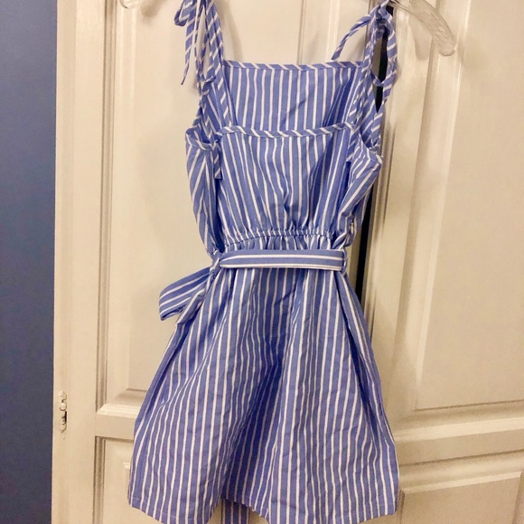 NWOT Nautical Vertical Striped Wrap-Tie Romper - Picture 2 of 3